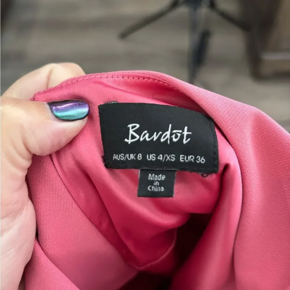 Bardot Pink Ruffle Hem Spaghetti Strap Dress 4